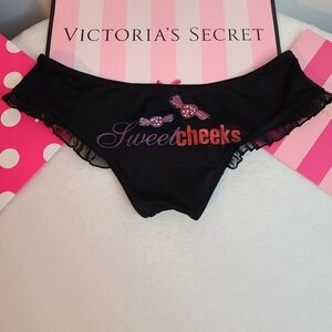 Rare VTG VS Sexy Little Things Satin Ruffle Cheeky Panty Size Small Candy